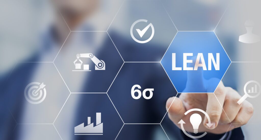 Lean manufacturing and six sigma management icons