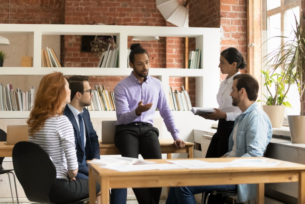 team brainstorming in a meeting