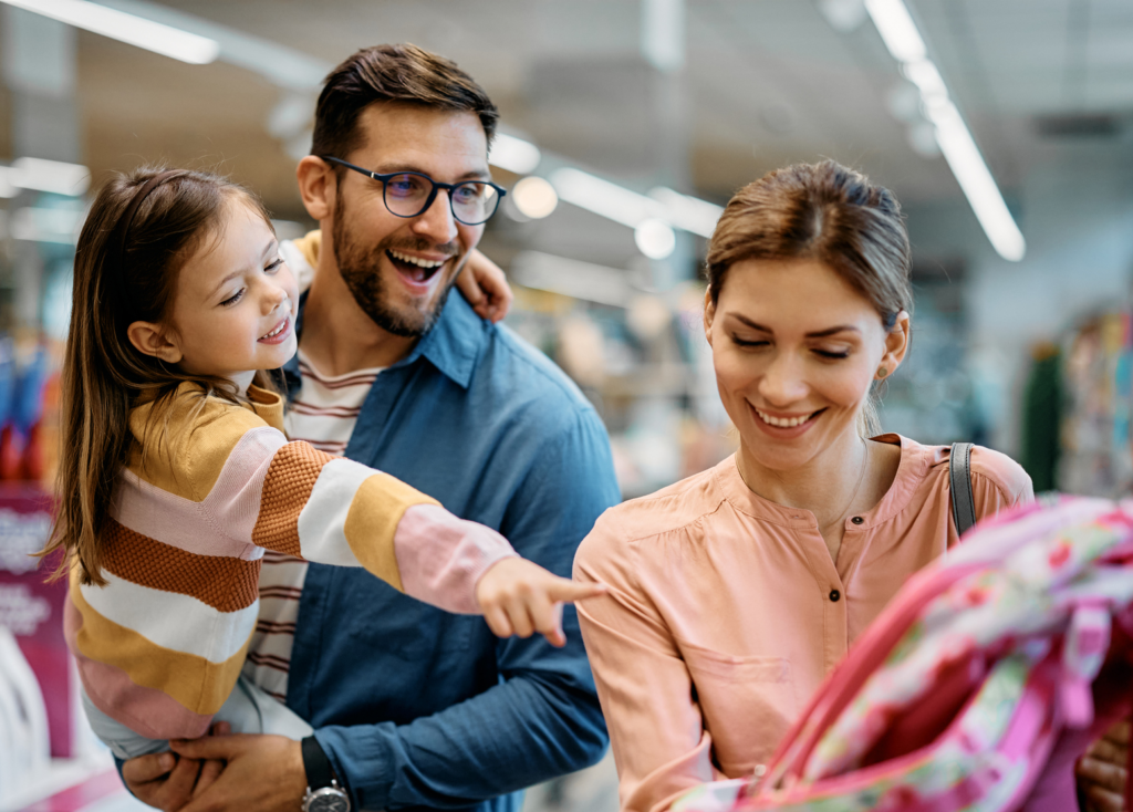 Family shopping in a store