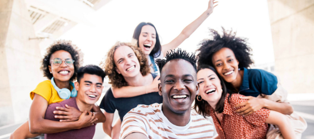 Friends smiling for a selfie