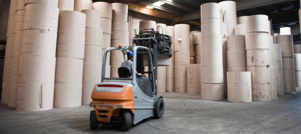 forklift in warehouse