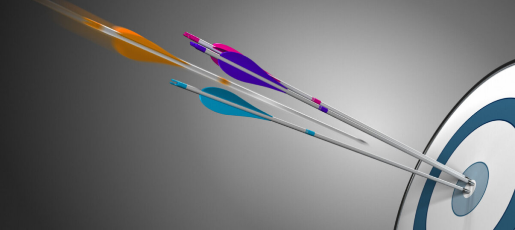 Arrows hitting middle of a target