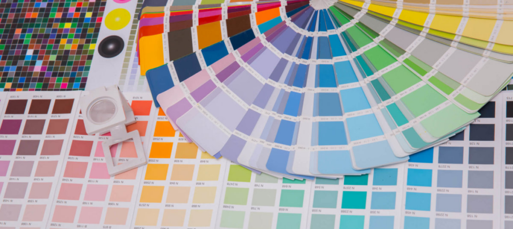 assortment of color swatches spread out